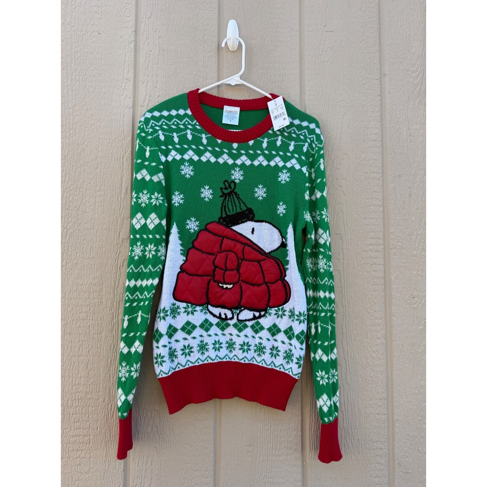 Peanuts Size S Christmas Sweater Festive Fair Isle Cotton Blend Snoopy NWT
